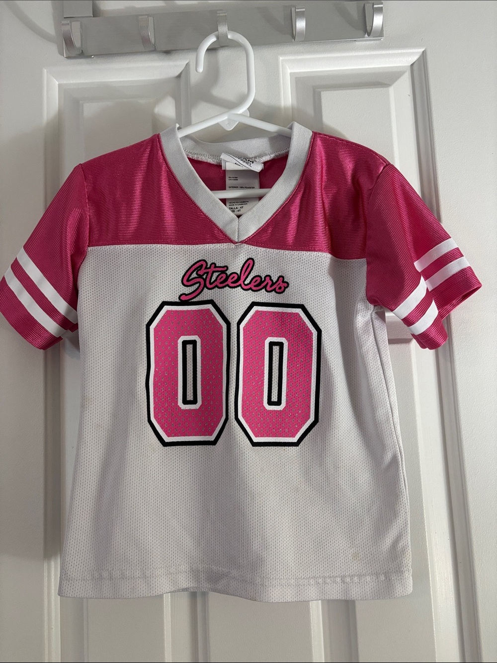 NFL Girls Pink and White Steelers Jersey Top